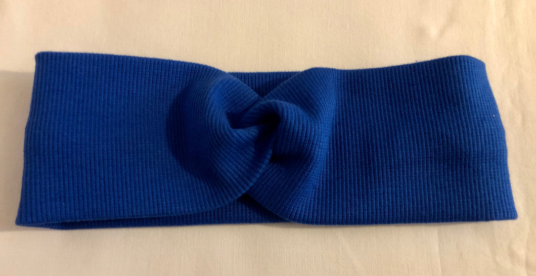 Blue Ribbed Jersey Hairband
