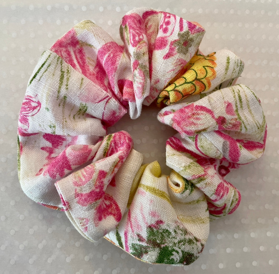 Floral Linen Scrunchie